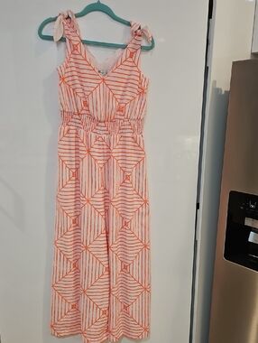 Vineyard Vines Orange and White Striped Jumpsuit